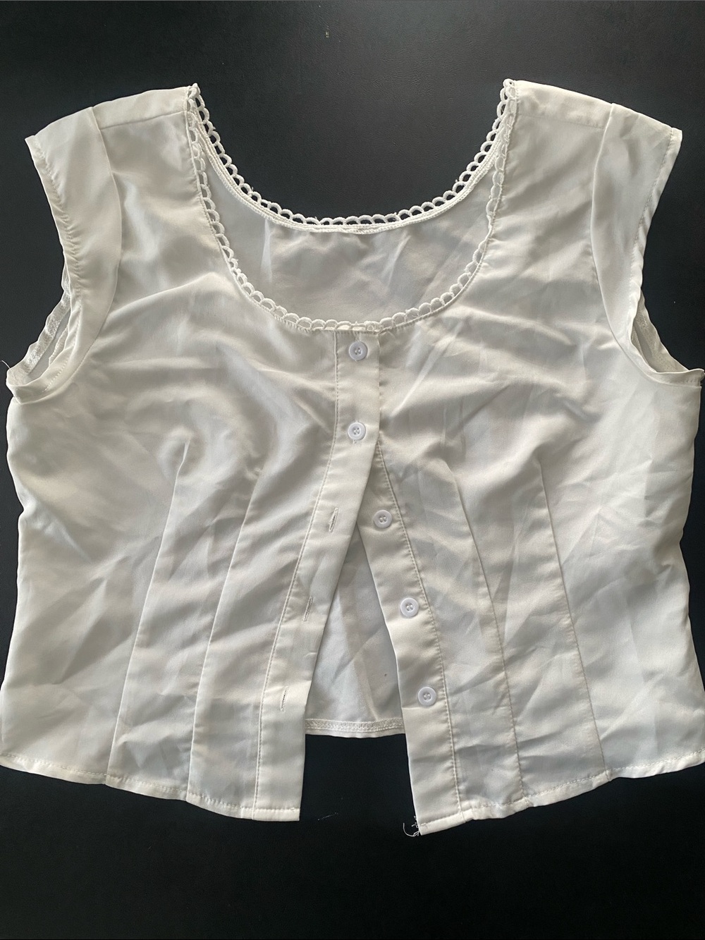 White Button Down Detailed Top